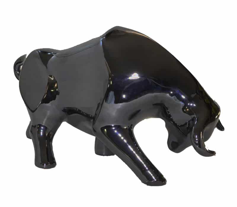 black ceramic bull