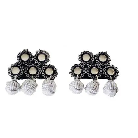 Alamar Spanish black silver ball earrings