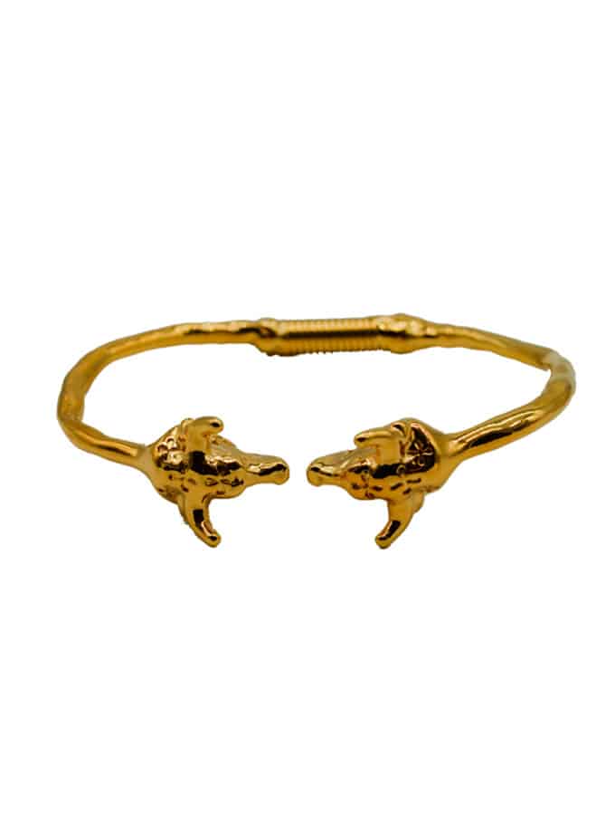 bull heads bracelet in gold