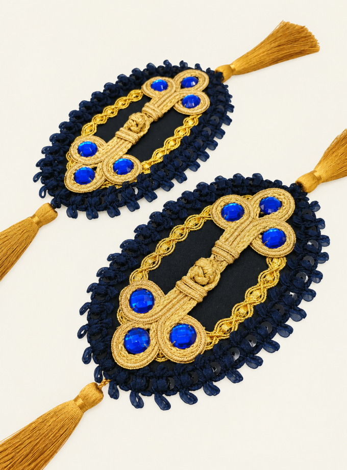Épaulettes en filigrane bleu marine
