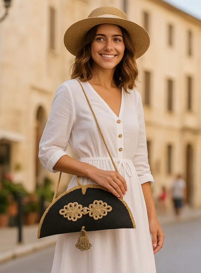 Cartera Borlón Azabache Oro